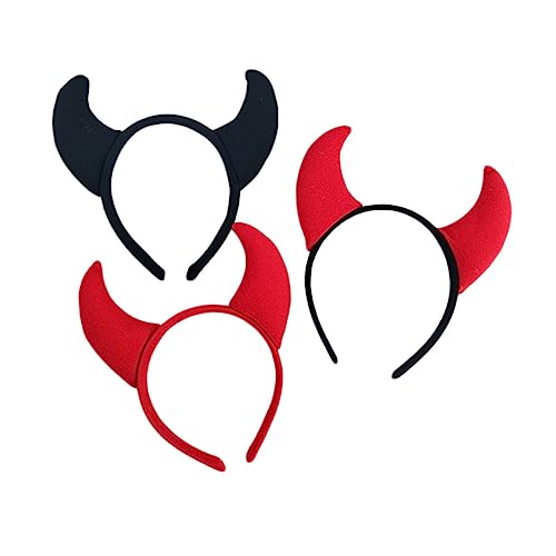 minkissy 3 Stücke Party Horn Haarband Schwarz Rot Stirnband Für Jungen Und Mädchen Erwachsene Cosplay Maskerade von minkissy