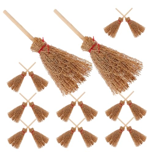 minkissy 30 Stück Mini Besen Hexenbesen Miniatur Modellmöbel Puppenhausbesen Mini Hausbesen Besen Ornament Miniaturen Zubehör Puppenhauszubehör Requisiten Hellbraun Holz von minkissy