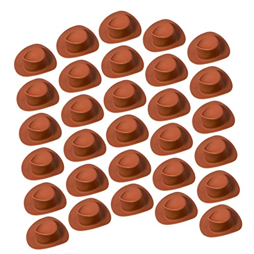 minkissy 30 Stück Mini Cowboyhüte Süße Miniatur Dekoration für Kuchen Puppenhaus und Partys Schokoladenfarbe für Feiertage und Kreative Bastelprojekte von minkissy