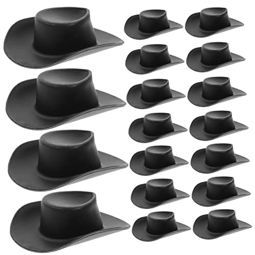 minkissy 30 Stück Teiliges Mini Cowboyhüte aus Schwarzem Material Winzige Puppenhüte für Basteln Partydekoration Kuchenverzierung und Puppenhaus Leicht und Stilvoll für Vielfältige DIY von minkissy