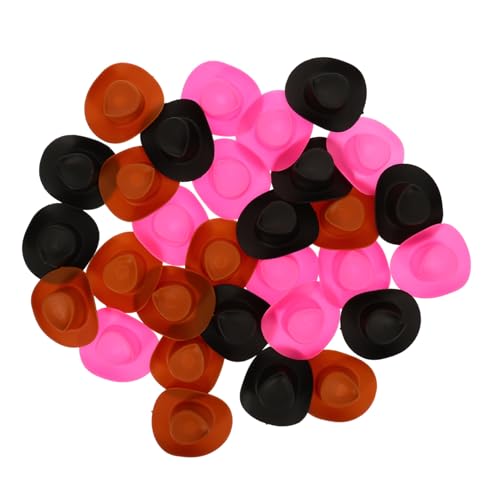 minkissy 30 Stück Teiliges Mini Cowboyhut aus Abs Farblich Gemischt Schwarz Braun Kleine Puppenhüte für DIY Dekoration Miniatur Hüte für Puppenhäuser Bastelprojekte und Foto Requisiten von minkissy