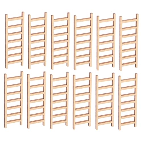 minkissy 30 Stück Teiliges Mini Holzleiter Stabile Miniatur Dekorleiter aus Holz für DIY Mikrolandschaften Puppenhaus Deko Bonsai Garten und Sandtisch Modelle Realistische Kleine Treppe von minkissy
