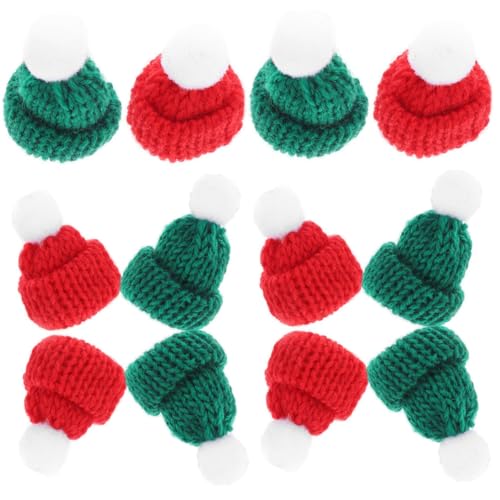 minkissy 30 Stück Teiliges Mini Strick Weihnachtshüte Kleine Rote und Grüne Mützen Leichte Flaschen und Puppendekoration Vielseitig für Diy Schmuck Weihnachten und Festtagsfeiern von minkissy