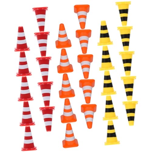 minkissy 30 Stück Teiliges Mini Verkehrskegel mit Roten Gelben und Orangen Kegeln Pädagogisches Verkehrssignal für Leicht Kompakt zur Verkehrssicherheitserziehung und Rollenspielen von minkissy