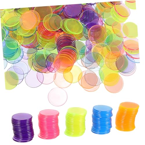 minkissy 300 Stück Teiliges Bingo Chips Transparente Bunte Plastik Zählchips für Bingo und Poker Kartenspiele Party Zubehör Leicht und Robust von minkissy