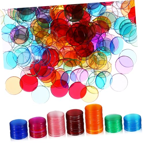 minkissy 300 Stück Transparente Bingo Chips aus Kunststoff Farbige Zählchips für Bingo Karten Runde Spielsteine mit Glatter Oberfläche Langlebig und für Klassenraum Party und von minkissy