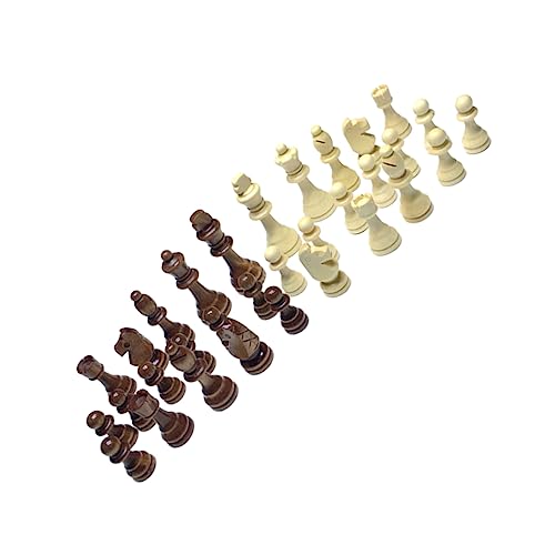 minkissy 32 Stück Teiliges Internationales Schachfiguren aus Holz Handgefertigte Figuren in Braun und Weiß Fördert Logisches und Geduld Lernspielzeug von minkissy