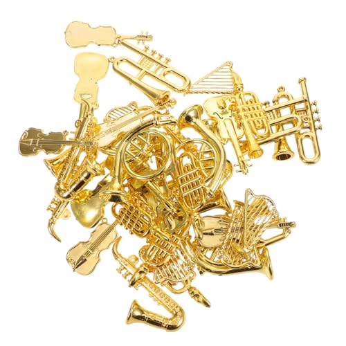minkissy 35 Stück Teiliges Miniatur Musikinstrumente Set Detailgetreue Mini Ornamente aus Robustem Kunststoff Inklusive Violine Trompete Gitarre Trombone als Puppenhaus Dekoration und von minkissy