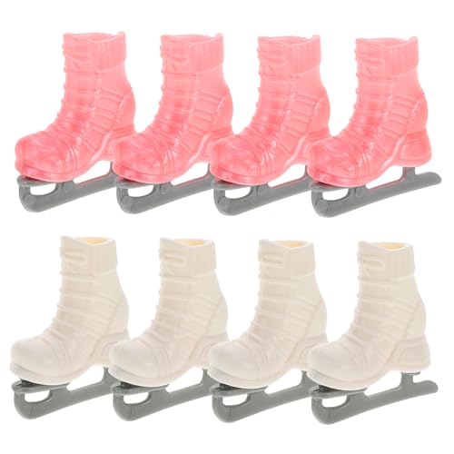 minkissy 4 Paare Miniatur Eislaufschuhe für Puppen zum Basteln Kleine Weiße und Rosa Rollschuhe Puppenhaus Zubehör Mini Schlittschuhe für DIY Puppendekoration und Rollschuh von minkissy
