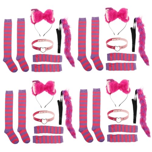 minkissy 4 Sätze Katzenkostüm Zubehör Teiliges mit Katzenohren Haarband Handschuhen Halsband Halloween Cosplay Partys Kreative Fotoshootings minkissy 4 Sätze Katzenkostüm Zubehör Teiliges mit Katzenohren Haarband Handschuhen Halsband Halloween Cosplay Partys Kreative Fotoshootings von minkissy