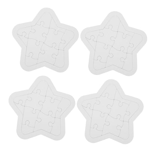 minkissy 4 Sätze Leeres Sternförmiges Puzzle Teilig zum Bemalen und Gestalten für DIY Malmaterialien Feinmotorik und Kreativität Geschenkidee von minkissy