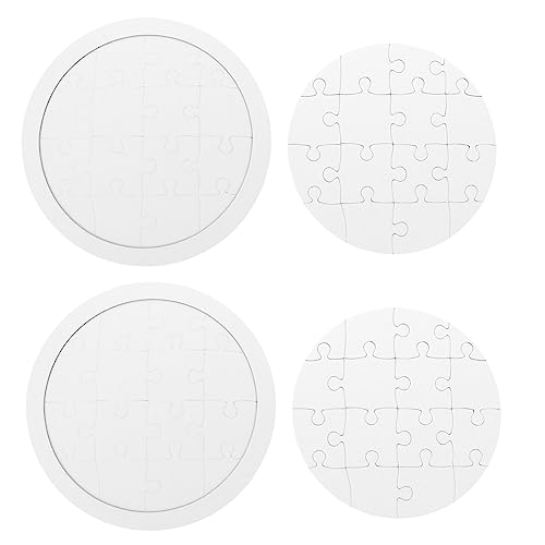 minkissy 4 Sätze Teiliges Rundes Blanko Puzzle zum Bemalen DIY Malpuzzle aus Papierboard für Kreative Bastelmaterialien Feinmotorik und Gehirnentwicklung von minkissy