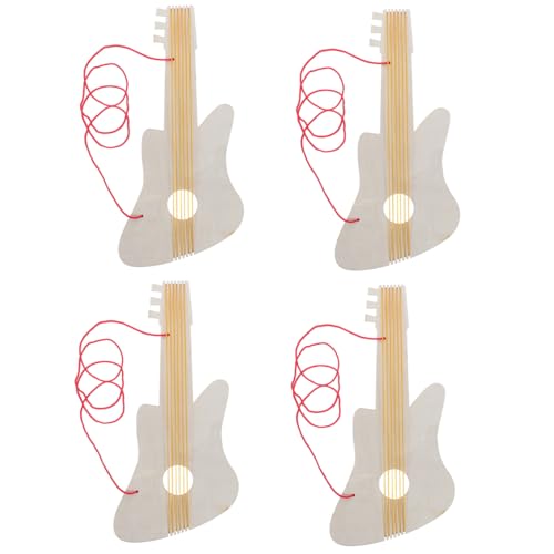 minkissy 4 Sätze Unbemalte Holzgitarre DIY Bastelset zum Bemalen Ergonomisch Gestaltet Kindgerecht Fördert Kreativität und Musikalische Fähigkeiten für Kleinkinder und Anfänger von minkissy