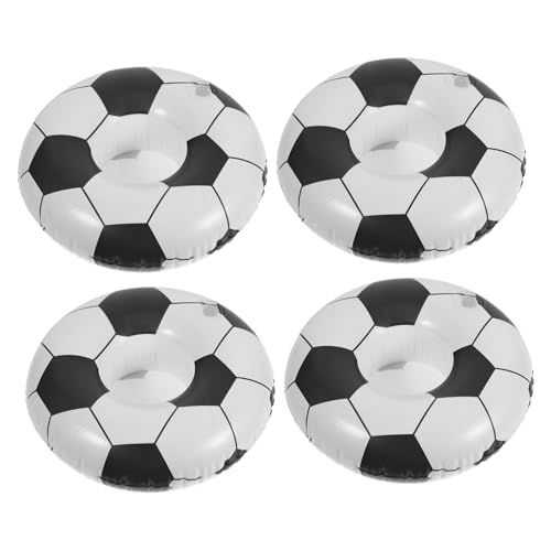 minkissy 4 Stück Aufblasbarer Fußball Getränkebecherhalter PVC Schwimmendes Trinkpad Wiederverwendbar Pool Beach Party Zubehör Wiederverwendbar von minkissy