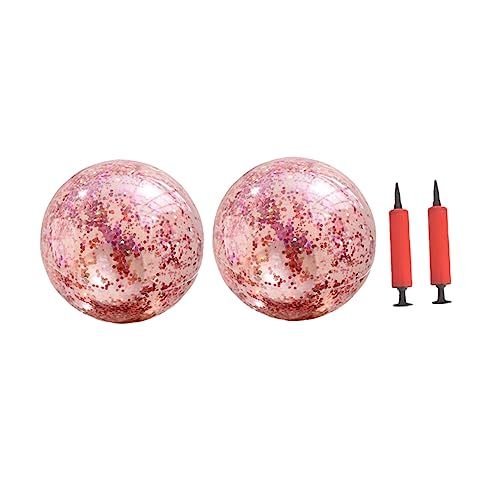 minkissy 4 Stück Aufblasbarer Glitzer Strandball Set Goldene Pailletten PVC für Wasserspielzeug für Outdoor Events und Partys Luftpumpe Farben Variabel Zufällige Farbe Zufällige Farbe von minkissy