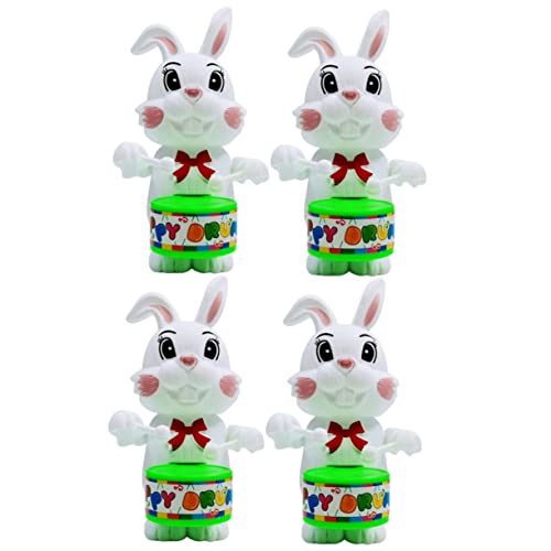 minkissy 4 Stück Aufziehspielzeug Hase mit Trommel Kinderfreundlich Lustig Wind Up für Jungen und Mädchen Buntes Uhrwerkspielzeug für Spielzimmer und Partygeschenke Zufällige Farbe von minkissy