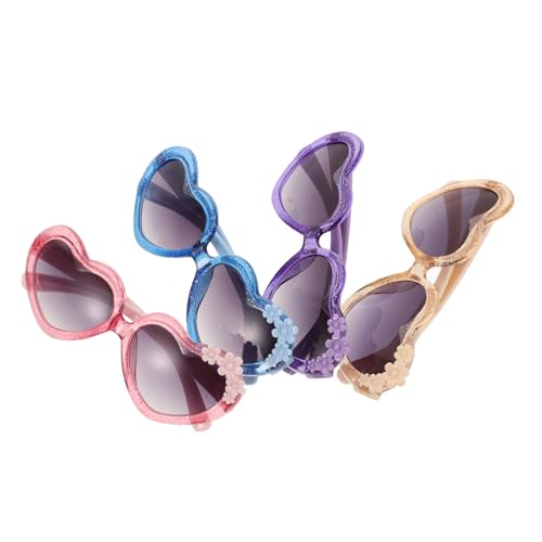minkissy 4 Stück Blume Sonnenbrille funky Strand Blau Neuheit Herz für geformt Gläser schicke Brille Kinderbrille Cosplay-Brille lustige Brille Party -Requisiten Plastik von minkissy