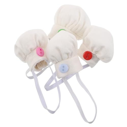 minkissy 4 Stück Chefhutdekoration Stofftier-Outfit Puppenkochmütze Mini-hüte Chefhutfoto -Requisite Kleiderzubehör Für Kaninchen Puppenzubehör Hundemützen Minihüte Zum Basteln Pp-Baumwolle von minkissy