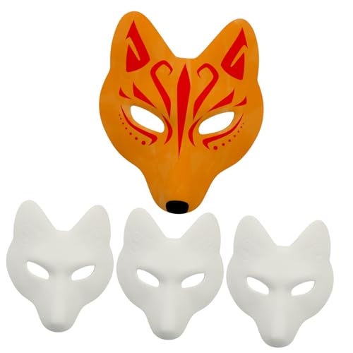 minkissy 4 Stück DIY Fuchsmaske Blanko Maske zum Handbemalen für Kostümpartys Maskerade und Halloween Kreatives Cosplay Zubehör für Erwachsene minkissy 4 Stück DIY Fuchsmaske Blanko Maske zum Handbemalen für Kostümpartys Maskerade und Halloween Kreatives Cosplay Zubehör für Erwachsene von minkissy