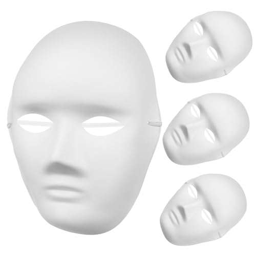 minkissy 4 Stück Diy Pappmaske Weiße Bemalbare Masken für Männer Kreative Papiermasken für Fasching Maskerade und Cosplay für Persönliche Gestaltung von minkissy