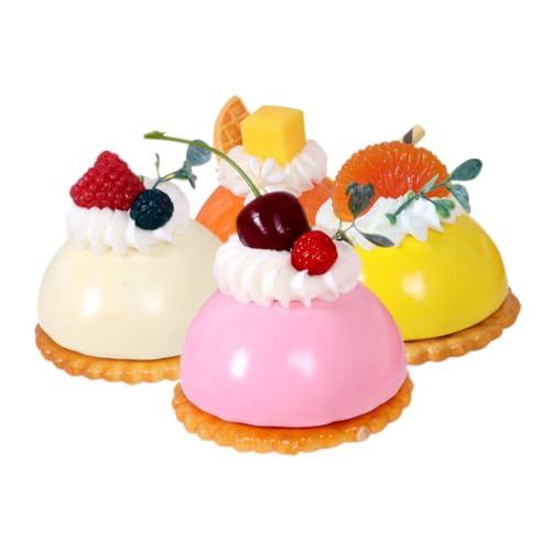 minkissy Künstliches Kuchenmodell 4 Stücke Realistisches Dessert Modell für Kühlschrankdeko Fotorequisite und Partydekoration Lebensechte Falsche Kuchen für Kreative Backdekorationen von minkissy