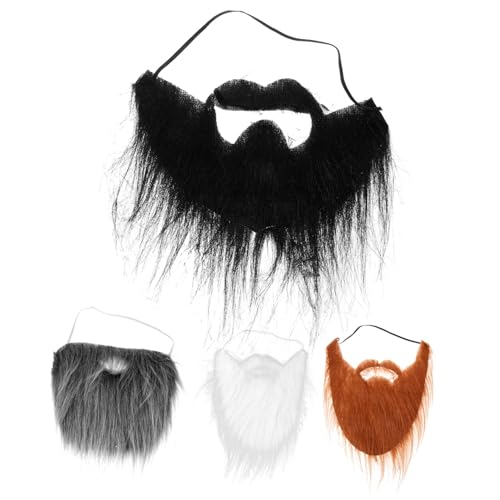 minkissy 4 Stück Großes Bärgekleid grau Bart Dekoration Party gefälscht Körperpflege Kostüm Bart Bärte für Kostüme Bartdekorationen Bart-Kit Cosplay-Bart Cosplay-Bärte chemische Faser von minkissy