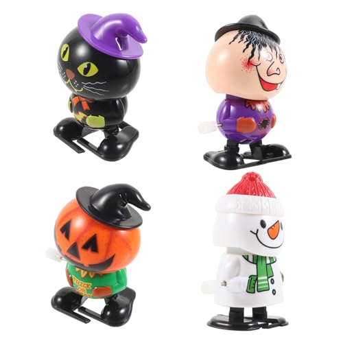 minkissy 4 Stück Halloween Aufziehspielzeug mit Hexe Schwarzer Katze und Kürbis Lustige Uhrwerkspielzeuge für Leicht und Bruchsicher Party für Mädchen und Jungen von minkissy