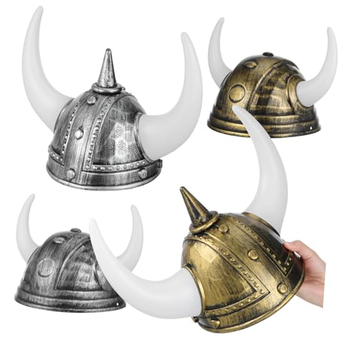 minkissy 4 Stück Helm Leichter Mittelalterlicher Kostümhelm mit Hörnern für Halloween Fasching Rollenspiele und Themenpartys Bequemer Wiederverwendbarer Partyhut von minkissy
