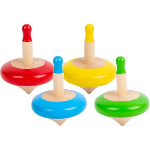 minkissy 4 Stück Holz Kreiselspielzeug für Kinder Buntes Sicheres und Tragbares Gyroskop Spielzeug für Interaktive Spielstunden von minkissy