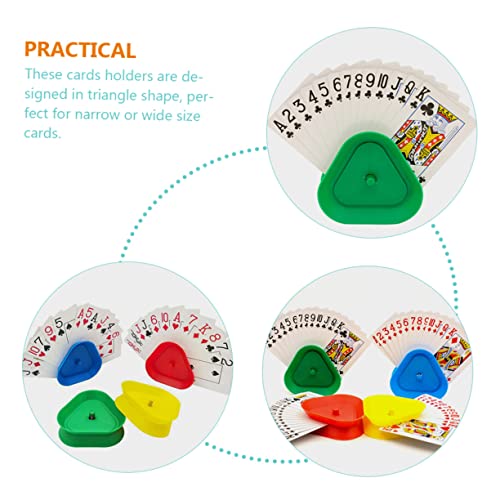 minkissy 4 Stück Kartenhalter Dreieckig Spielkartenhalter Freihändig Kompakt für Erwachsene Senioren für Brettspiele Kartenspiel Zubehör Praktisch und Tragbar von minkissy