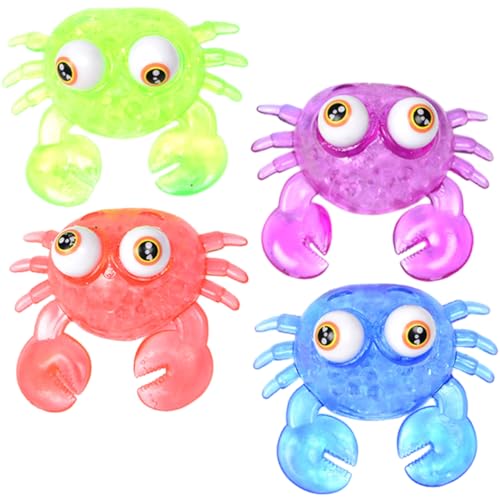 minkissy 4 Stück Krabbenförmige Quetschspielzeuge Verschleißfestes Stressabbau aus TPR für Erwachsene und Tragbar Stressbewältigung Zufällige Farbe von minkissy
