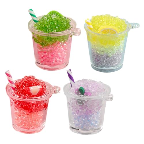 minkissy 4 Stück Leuchtende Miniatur EIS Becher Teiliges aus Langlebigem Harz Realistisch Gestaltete Puppenhaus Getränke Dekoration Bunte Mini Accessoires für Puppenhaus und Miniaturhäuser von minkissy