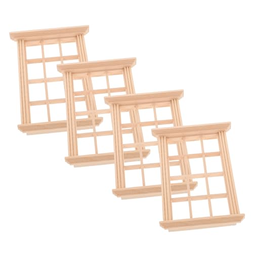 minkissy 4 Stück Maßstab Fach Geteilte Puppenhausfenster Glatte Oberfläche Handfreundlich für DIY Puppenhaus Möbel und Mini Haus Dekoration von minkissy