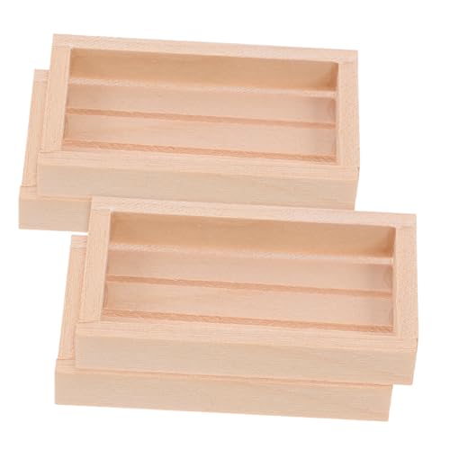 minkissy 4 Stück Maßstab Hohle Holzrahmen Multifunktionale Mini Kisten Für Puppenhaus Dekoration Micro Landschaft von minkissy