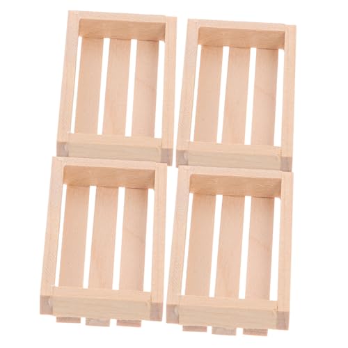 minkissy 4 Stück Maßstab Kleine Aufbewahrungskörbe Holz Mini Kisten für Puppenhaus Dekoration und Basteln Multifunktionale Mini Lagerkörbe von minkissy