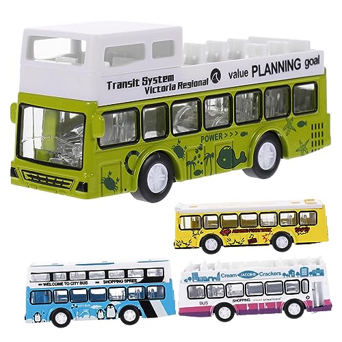 minkissy 4 Stücke Spielzeugbus Modellauto 1:60 für Kinder Spielzeug zur Simulation Zurückziehen Geburtstagsgeschenk von minkissy