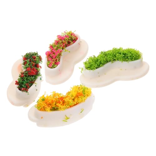 minkissy 4 Stück Miniatur Gartenbank Dekorative Bank für Puppenhaus und Miniaturlandschaften für DIY Projekte Wohnungsdeko mit Blühenden Blumenmotiven Rot und Grün von minkissy