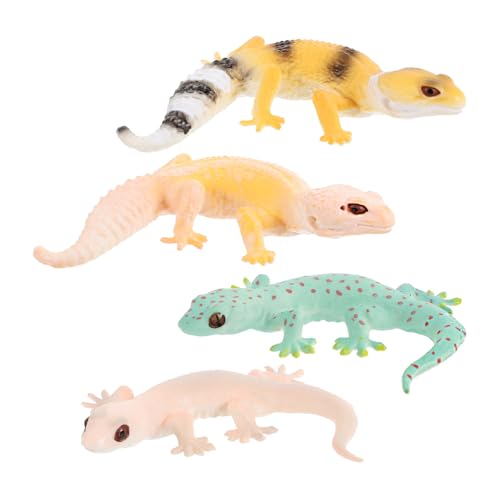 minkissy 4 Stück Kleiner Gecko Figuren Realistische Reptil Spielzeug für Kinder Pädagogische Simulations Tiermodell für Garten und Spiel Kreativitätsfördernd von minkissy