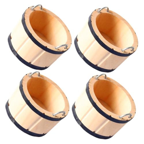 minkissy 4 Stück Miniatur Holzfässer Puppenhaus Deko Mini Eimer für Kreative Szenengestaltung Vielseitig Platzierbar Naturfarben von minkissy