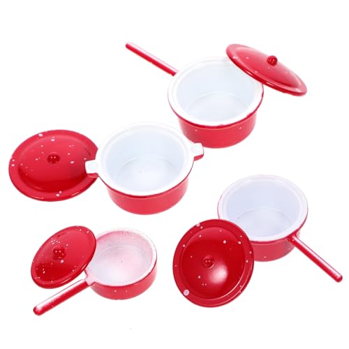 minkissy 4 Stück Miniatur Kochtopf Teilig Farbige Mini Küchenutensilien aus Legierung für Puppenhausdekoration mit Glatten Kanten Realistische Miniatur Kochgeschirr Spielzeuge für von minkissy