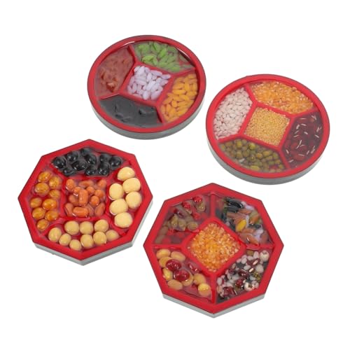 minkissy 4 Stück Miniatur -Obst -tablettbox Miniaturspielzeug Für Puppenhaus Lebensmittelspielzeugreis Miniaturanzeigeplatte Puppenhaus-Essen- -Dekorationen Simulation Reis Plastik von minkissy