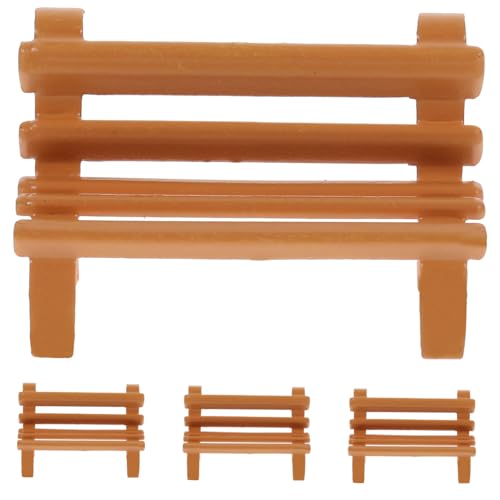 minkissy 4 Stück Miniaturmöbel Mini Gartenbank Dekoration für Puppenhaus Sandtisch Landschaft DIY Zubehör Holzoptik von minkissy