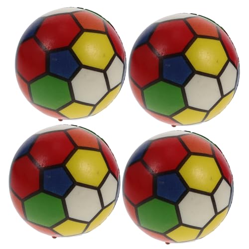 minkissy 4 Stück Squeeze Fußball Stressbälle aus Farbigem PU Schaum Handliche Dekompressionsspielzeuge zum Stressabbau und Partygeschenke für Erwachsene von minkissy