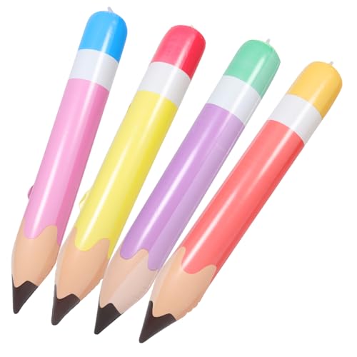 minkissy 4 Stück Teiliges Aufblasbare Bleistift Ballons aus Robustem PVC Realistische Schuldekoration für Abschlussfeier Klassenzimmer und Schulanfang Bunte Party Deko von minkissy