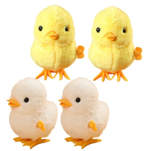 minkissy 4 Stück Teiliges Aufziehspielzeug Kleine Hühner und Enten Plüschspielzeug Bunte Wind Up Tiere für Kleinkinder Lernspielzeug Partygeschenk von minkissy