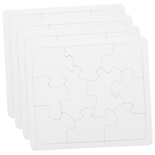 minkissy 4 Stück Teiliges Blanko Papier Puzzle zum Selbstgestalten Sicher mit Abgerundeten Kanten DIY Jigsaw für Jungen und Mädchen Kreative Malvorlage für Individuelle Bastelprojekte als von minkissy