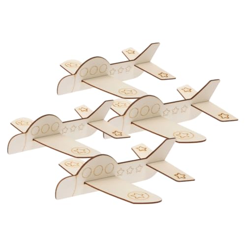 minkissy 4 Stück Teiliges DIY Holzflugzeug zum Bemalen Kreatives Graffiti Holzspielzeug für Fördert Feinmotorik und Fantasie Handliches Holzflugzeug Bastelset für Innen und Außendekoration von minkissy
