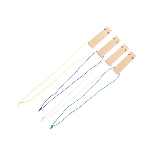 minkissy 4 Stück Teiliges DIY Holzpfeifen zum Bemalen mit Aufhängeschnur Natürliche Kinderpfeifen für Kreatives und Musikalische als und Partyspaß Zufällige Farbe Zufällige Farbe von minkissy