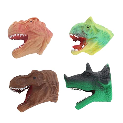 minkissy 4 Stück Teiliges Dinosaurier Fingerpuppen Realistische Dino Kopf Modelle aus Kunststoff Interaktives für Jungen und Mädchen Ab Jahren für Rollenspiele und Geschichten Erzählen von minkissy