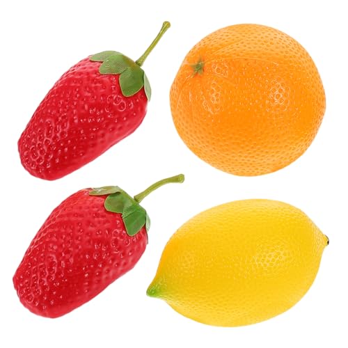 minkissy 4 Stück Teiliges Fruit Shaker für Realistische Obstform Maracas aus Robustem Kunststoff Pädagogisches Percussion Instrument Hand Auge Koordination und Musikalischem Interesse von minkissy